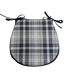 Highland Check Denim Classic D Stoelkussens| Blauw Geruite D-vormige Stoelkussens