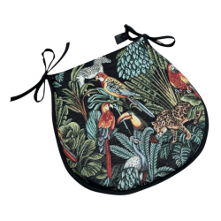 Coussins de siège en forme de D motif tapisserie forêt tropicale noire | Coussins de siège classiques en forme de D