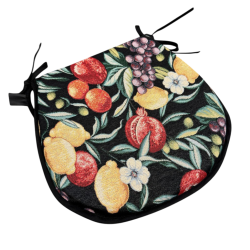Zwarte Fruit Gobelin D-vormige Stoelkussens | Klassieke D Fruit Stoelkussens |