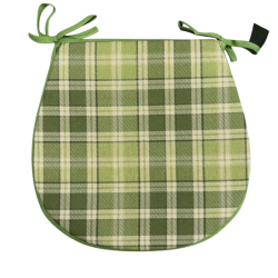 Highland Check Green D Shaped Seat Pads | Cuscini per sedie a forma di D in tartan