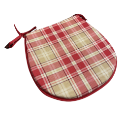 Coussins de siège rouges en forme de D à carreaux Highland | Coussins de siège rouges en forme de D à carreaux tartan |