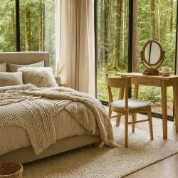 Cuscini per sedie a forma di D in lino semplice | Cuscini per sedie a forma di D classici in beige semplice