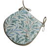 Coussin d'assise en forme de D, motif branches de saule et embruns | Coussin d'assise bleu-vert en forme de D