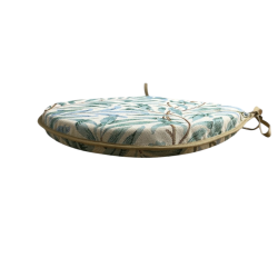 Coussin d'assise en forme de D, motif branches de saule et embruns | Coussin d'assise bleu-vert en forme de D