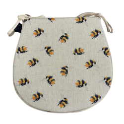 Small Bees Reversible 'D' Shape Seat Pad | Set of 4, 6 or 8 Chair Pads