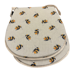Small Bees Reversible 'D' Shape Seat Pad | Set of 4, 6 or 8 Chair Pads