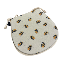 Small Bees Reversible 'D' Shape Seat Pad | Set of 4, 6 or 8 Chair Pads