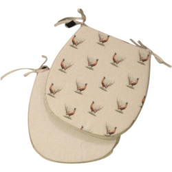 Cuscini per sedie reversibili 'D' con piccoli fagiani | Set di 2, 4, 6 o 8 cuscini per sedie