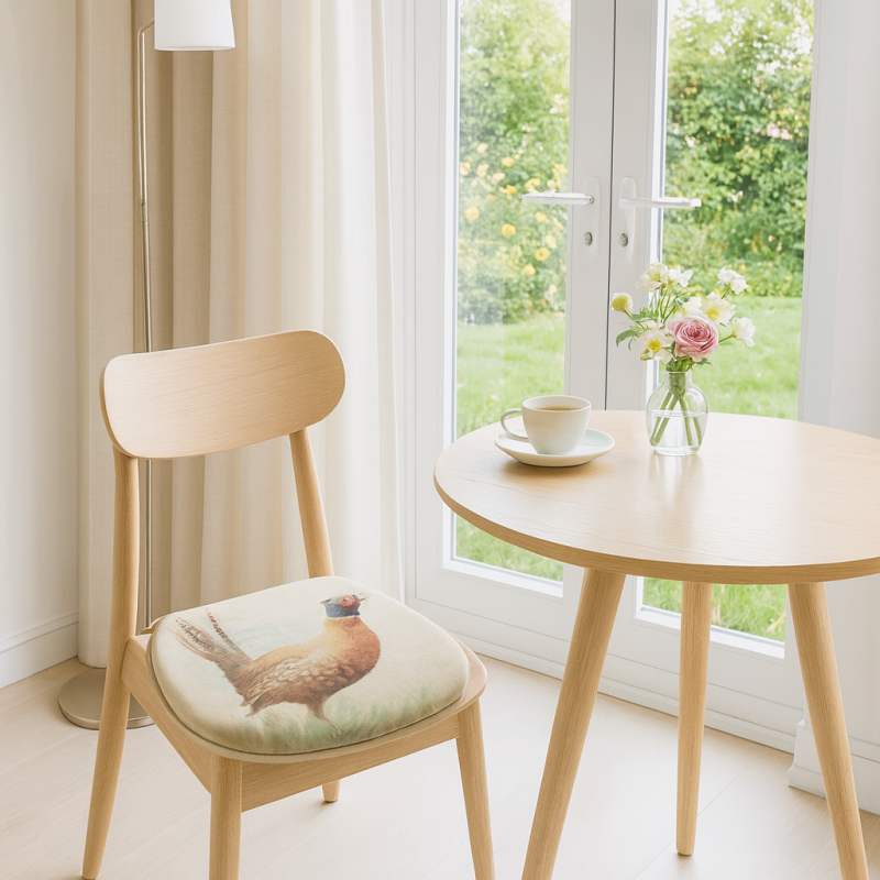 Pheasant Reversible 'D' Shape Seat Pads | Set of 2,4 6 or 8 Chair Pads