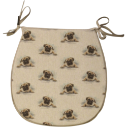 Piccoli Cuscini per Sedie Reversibili a Forma di 'D' con Motivo Pug | Set di 2,4,6,8 Cuscini per Sedie