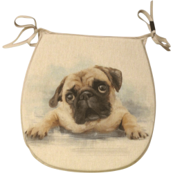 Große Pug Wende-Sitzkissen in 'D'-Form | Set mit 2, 4, 6, 8 Stuhlkissen