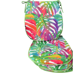 Coussin d'assise en forme de D à motif de feuilles tropicales | Coussins d'assise multicolores modernes |