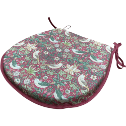 Cuscino a Forma di D Strawberry Thief Crimson | Cuscino a Forma di D Rosso Floreale