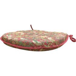 Cuscino a Forma di D Strawberry Thief Crimson | Cuscino a Forma di D Rosso Floreale