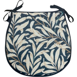 Coussin d'assise en forme de D, motif branches de saule et ébène | Coussins d'assise à motifs en forme de D |