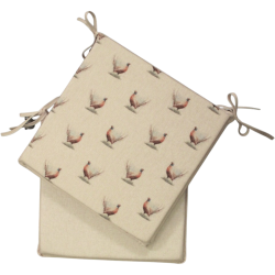 Small Pheasants Square Seat Pads | Set of 2,4,6,8 Chair Pads | 2 sided
