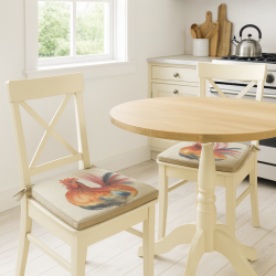 Large Rooster Reversible Square Seat Pad | Set of 2,4,6 or 8 Chair Pads