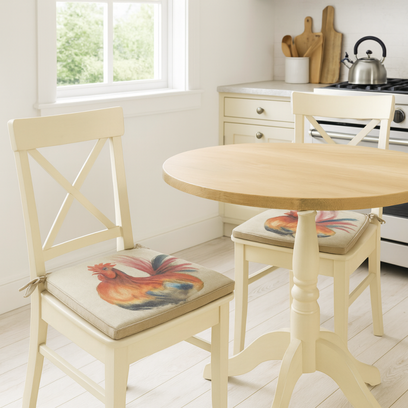 Grande Cuscino Quadrato Reversibile con Gallo | Set di 2, 4, 6 o 8 Cuscini per Sedia