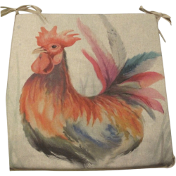 Grand coussin de chaise carré réversible à motif coq | Lot de 2, 4, 6 ou 8 coussins de chaise