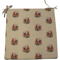 Large Rooster Reversible Square Seat Pad | Set of 2,4,6 or 8 Chair Pads