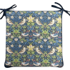Quadratisches Sitzkissen Strawberry Thief Navy | Rote quadratische Sitzkissen mit Bändern