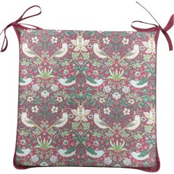 Square Seat Pad Strawberry Thief Crimson | Floral Red Square Seat Pads