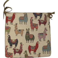 Coussins de siège carrés à motif lama en tapisserie | Coussins de siège carrés à motif animal en tapisserie