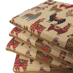 Tapestry Llama Square Seat Pads| Animal Print Tapestry Square Seat Pads