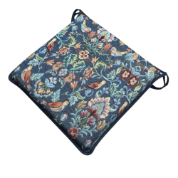 Coussin de siège carré William Denim Tapestry | Coussins de siège multicolores en tapisserie
