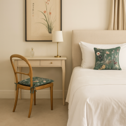 Square Velvet Chinoiserie Seat Pads | Patterned Velvet Square Seat Pads