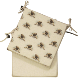 Cuscini quadrati reversibili piccoli per sedia con motivo carlino | Set di 2, 4, 6 o 8 cuscini per sedia
