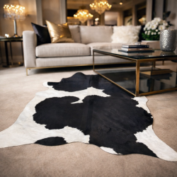 Black and White Cowhide Rug | Extra, Extra Large Cow Hide | Black and Off-White  Cow Skin Rug