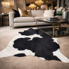 Tapis en peau de vache double XL noir et blanc cassé | Peau de vache extra large