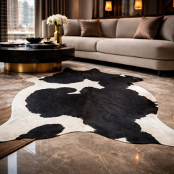 Double XL Black & off- White Cowhide Rug | Extra, Extra Large Cow Hide