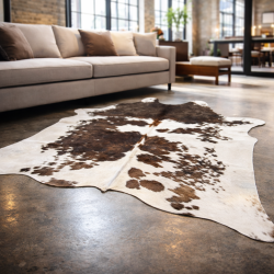 Extra Large Brown & White Cowhide Rug | X/Large Natural Cow Hide