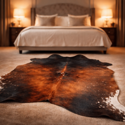 Tapis en peau de vache marron grand format | Grande peau de vache marron | Poils naturels
