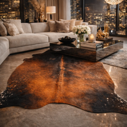 Tapis en peau de vache marron grand format | Grande peau de vache marron | Poils naturels