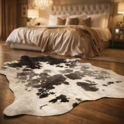 Extra Large Black Grey & White Cowhide Rug | X/Large Hair on Hide Rug