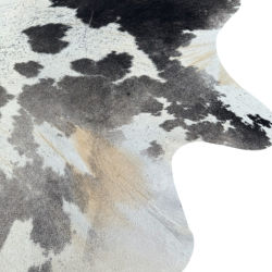 Tapis extra large en peau de vache noire, grise et blanche | Tapis en peau à poils extra large