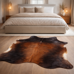 Large Brown & Tan Cowhide Rug | Light Brown Cow Hide | Tan Hair on Hide