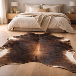 Grande peau de vache naturelle brune | Tapis en peau de vache brune | Poils bruns sur la peau |