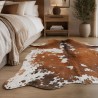 Large Tan & White Cowhide Rug | Tan & White Cowskin | Tan Hair on Hide