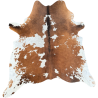 Large Tan & White Cowhide Rug | Tan & White Cowskin | Tan Hair on Hide
