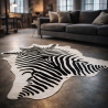 Tapis en peau de vache zébrée imprimée extra-large | Tapis en peau de vache zébrée noire et blanche |
