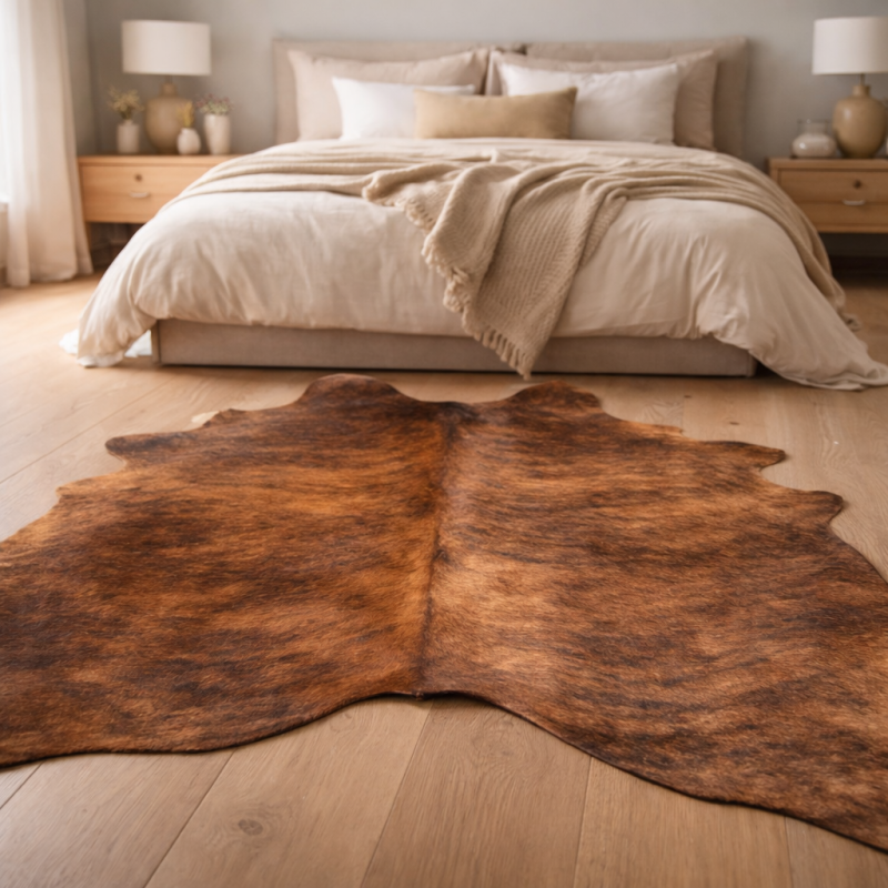 Large Brown Brindle Cowhide Rug| Brindle Cow Hide Rug| Brindle Cowskin