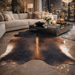 XX/Large Brown Tan & White Cowhide Rug | Double XL Brown Cow Hide |