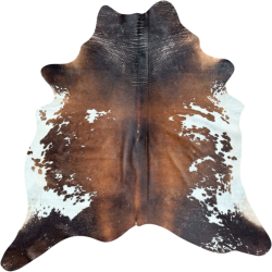 Large Natural Cowhide | Brown & White Cow Hide Rug| Brown Hair on Hide