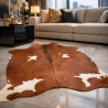 Large Chestnut Brown & White Cowhide | Red Brown & White Cow Hide Rug|