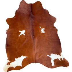 Large Chestnut Brown & White Cowhide | Red Brown & White Cow Hide Rug|