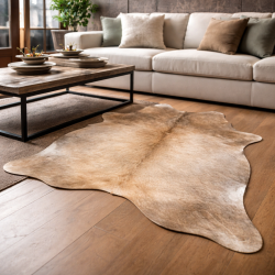 Grand tapis en peau de vache marron/beige | Peau de vache marron clair | Poils longs